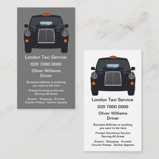 London Taxi Visitekaartjes Double Sided (Voorkant / Achterkant)