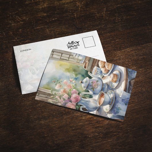 London Tea Time Waterverf Briefkaart