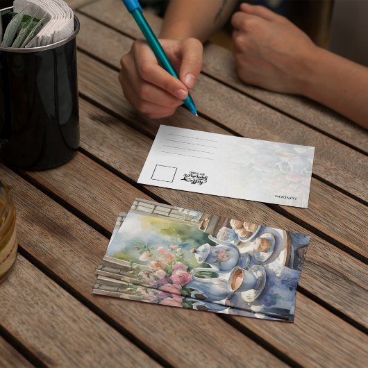 London Tea Time Waterverf Briefkaart