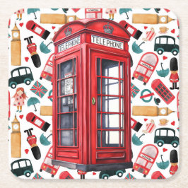 London Telephone Booth Kartonnen Onderzetters