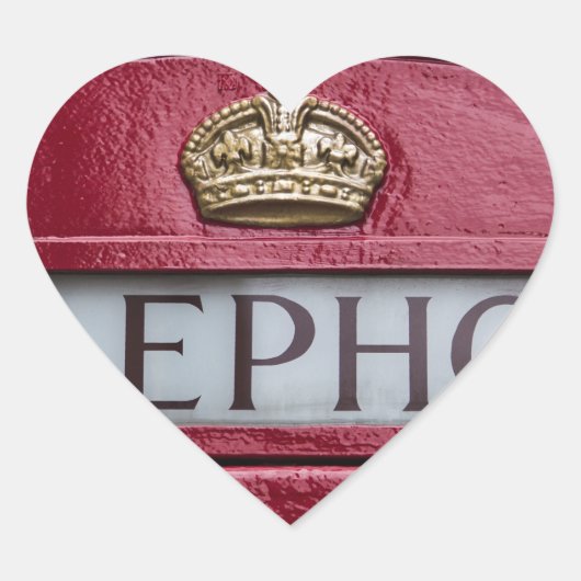 London Telephone Booth Red Hart Sticker (Voorkant)