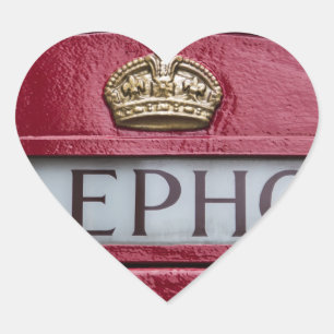 London Telephone Booth Red Hart Sticker