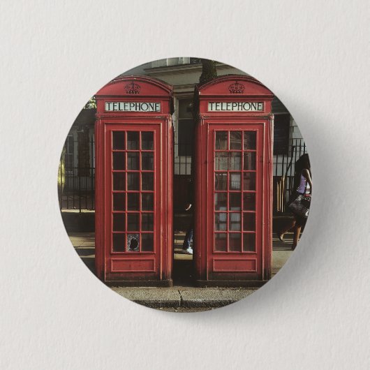 London Telephone Box Ronde Button 5,7 Cm (Voorkant)