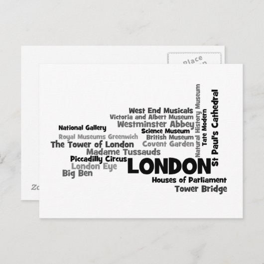 London Text Art Briefkaart (Voorkant / Achterkant)