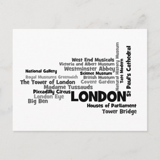 London Text Art Briefkaart (Voorkant)