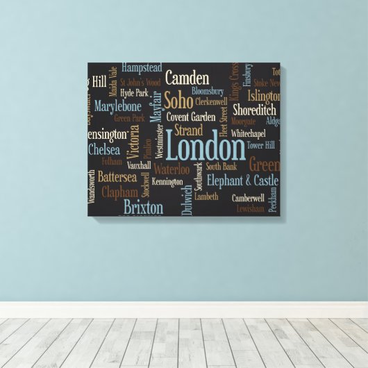 London Text Map Canvas Afdruk (Insitu (Houten vloer))