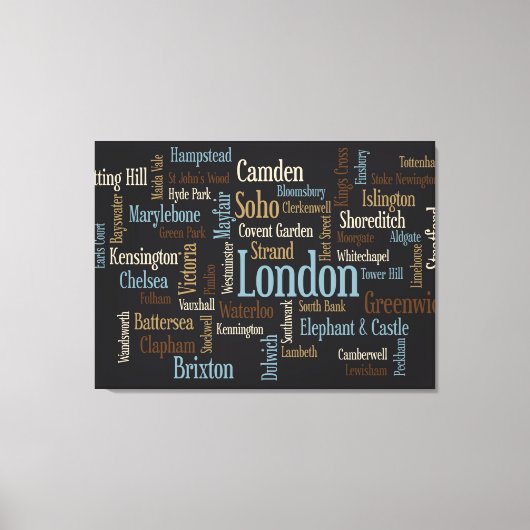 London Text Map Canvas Afdruk (Voorkant)