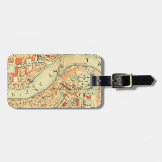 London Thames Map Bagagelabel (Voorkant horizontaal)