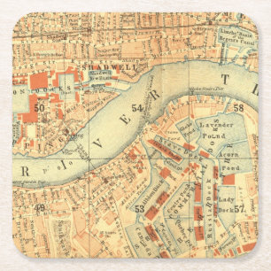 London Thames  Map Kartonnen Onderzetters