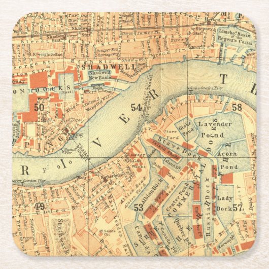 London Thames  Map Kartonnen Onderzetters (Voorkant)