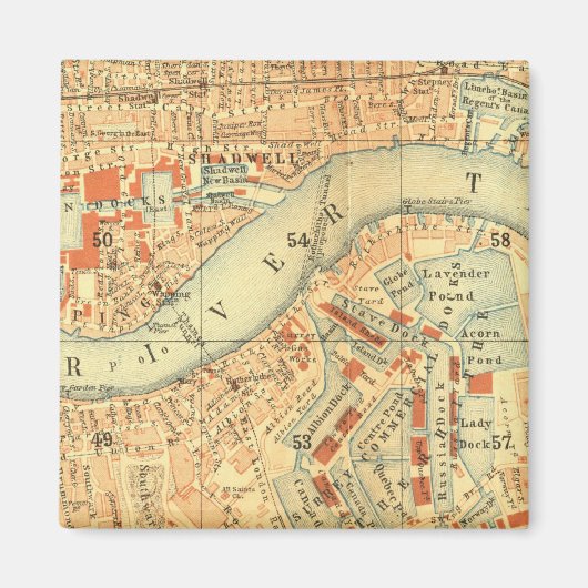 London Thames  Map Magneet (Voorkant)