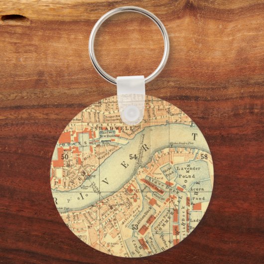 London Thames Map Sleutelhanger (Voorkant)