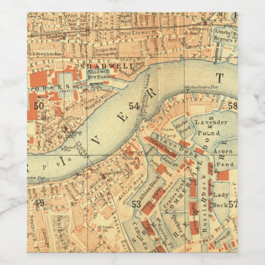 London Thames  Map Wijn Etiket (Enkel label)