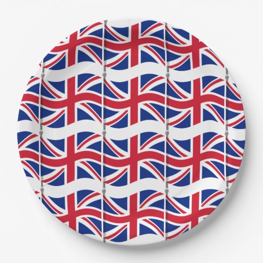 London Theme Party Union Jack Paper Borden Papieren Bordje (Voorkant)