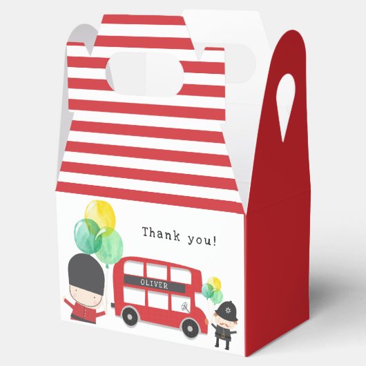 London Theme Red Double-decker Bus Kinder Party Bedankdoosjes (Geopend)