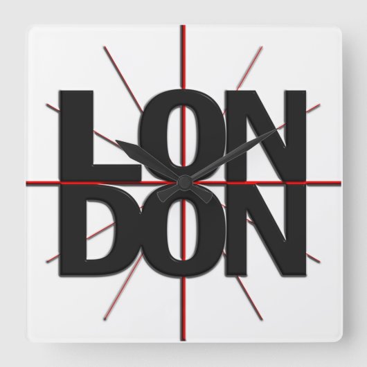 London Timezone Wall Clock Vierkante Klok (Voorkant)