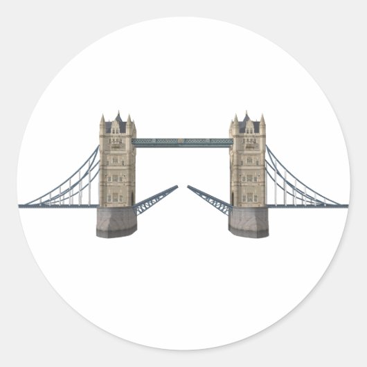 London Tower Bridge: 3D-model: Ronde Sticker (Voorkant)