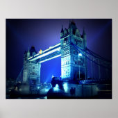 London Tower Bridge at Blue Night Poster (Voorkant)