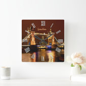 London, Tower Bridge at Night England / UK Vierkante Klok (Huis)