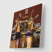 London, Tower Bridge at Night England / UK Vierkante Klok (Hoek)