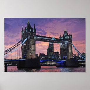 London Tower Bridge bij nacht poster