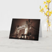 London Tower Bridge bij nacht Sepia bruine kleur Kaart (Gele Bloem)