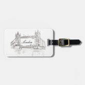 London Tower Bridge Black Ink Classic Tekening Bagagelabel (Voorkant horizontaal)