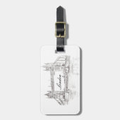 London Tower Bridge Black Ink Classic Tekening Bagagelabel (Voorkant verticaal)
