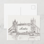 London Tower Bridge Black Ink Classic Tekening Briefkaart (Voorkant / Achterkant)