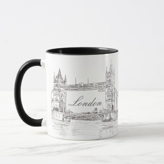 London Tower Bridge Black Ink Classic Tekening Mok (Links)