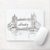 London Tower Bridge Black Ink Classic Tekening Muismat (Met muis)