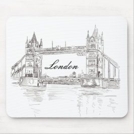 London Tower Bridge Black Ink Classic Tekening Muismat