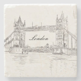 London Tower Bridge Black Ink Classic Tekening Stenen Onderzetter