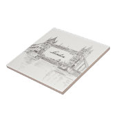 London Tower Bridge Black Ink Classic Tekening Tegeltje (Zijkant)