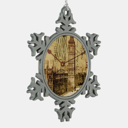 London Tower bridge clocktower big ben Tin Sneeuwvlok Ornament (Links)