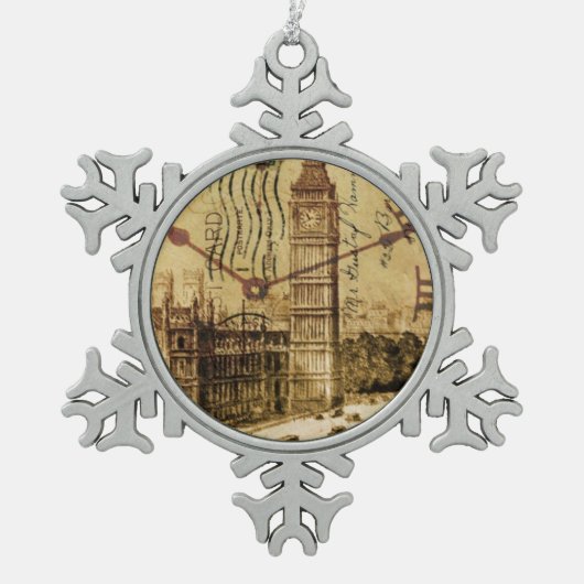 London Tower bridge clocktower big ben Tin Sneeuwvlok Ornament (Voorkant)