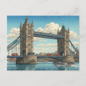 London Tower Bridge Japanese Woodblock Print Briefkaart (Voorkant)
