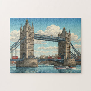 London Tower Bridge Japanse Houtblokprint Legpuzzel