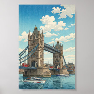 London Tower Bridge Japanse Houtblokprint Poster