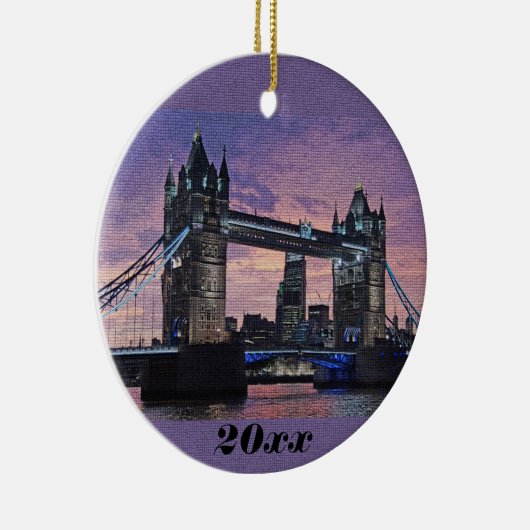 London Tower Bridge kerstversiering Keramisch Ornament (Rechts)