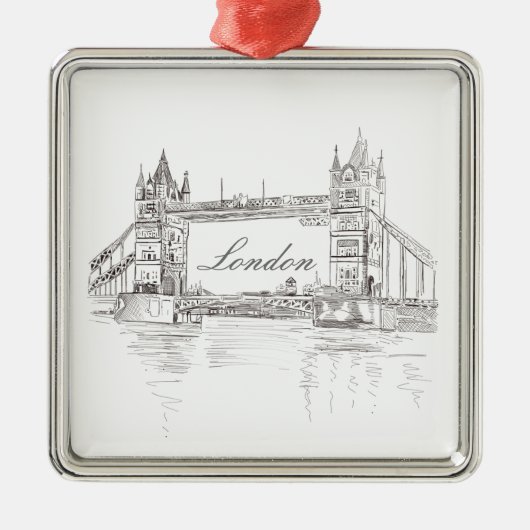 London Tower Bridge Line Drawing kerstboom Metalen Ornament (Voorkant)