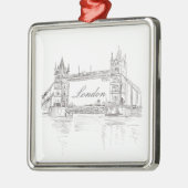 London Tower Bridge Line Drawing kerstboom Metalen Ornament (Links)
