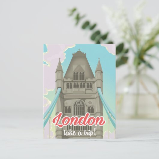 London Tower Bridge Travel poster Briefkaart (Staand voorkant)