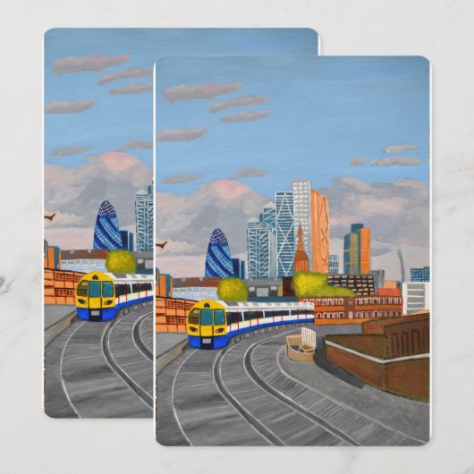 London Train Invitation Kaart (Voorkant / Achterkant)