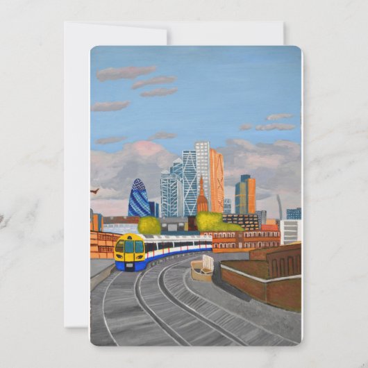 London Train Invitation Kaart (Achterkant)