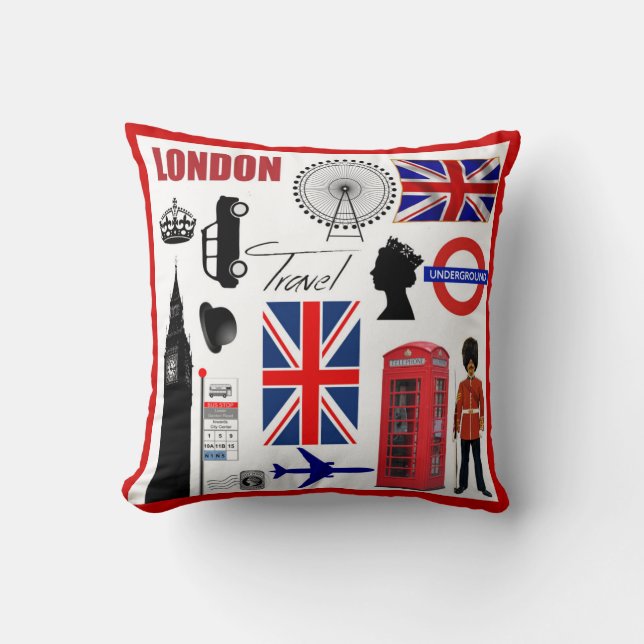 London Travel Collage Modern Union Jack Kussen (Voorkant)