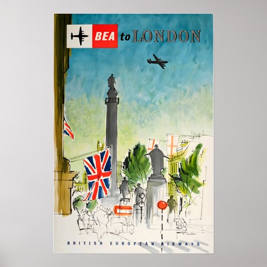 London Travel Poster England Art Print Tourism Ad  (Voorkant)