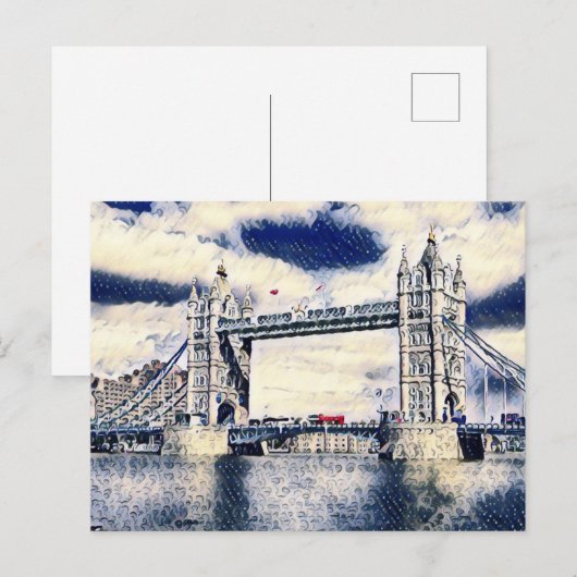 London Travel Vacation Waterverf Art Briefkaart (Voorkant / Achterkant)