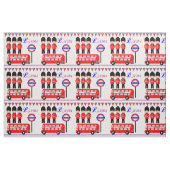 London UK Cute Royal Queens Guard Red Bus Pattern Stof (Fat Quarter)
