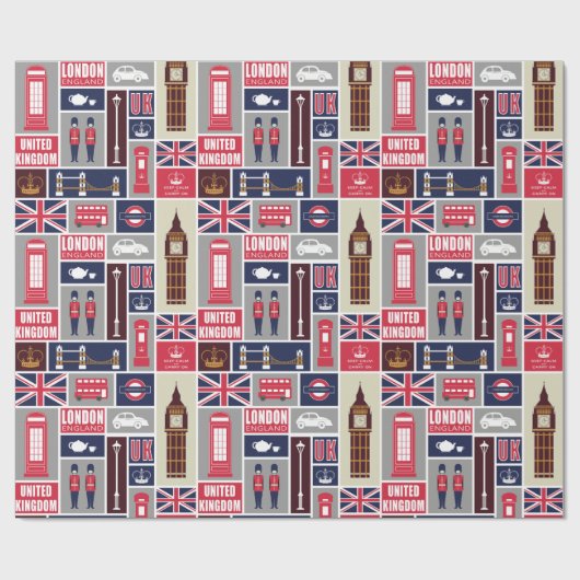 London UK Icons Cadeaupapier (Vlak)